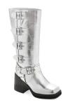 Azalea Wang Bronson Moto Boot In Silver