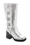 Azalea Wang Bronson Moto Boot In Silver