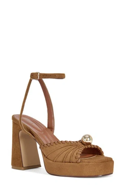 Azalea Wang Cael Ankle Strap Platform Sandal In Brown