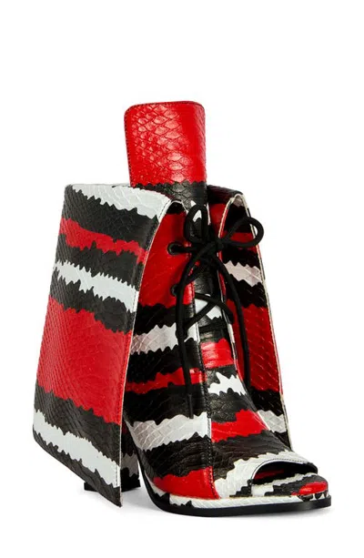 Azalea Wang Caelum Faux Leather Peep Toe Bootie In Red