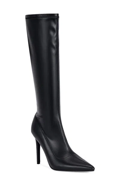 Azalea Wang Calana Faux Leather Pointed Toe Boot In Animal Print