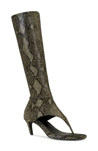 Azalea Wang Cecile Animal Print Sandal In Blacksnake