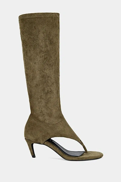 Azalea Wang Cecile Stiletto Sandal Boot Heel In Olive, Women's At Urban Outfitters In Green