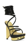 Azalea Wang Celinea Ankle Wrap Platform Sandal In Multi