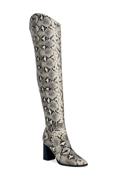 Azalea Wang Cezanne Snake Embossed Over The Knee Boot In Animal Print