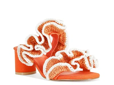 Azalea Wang Chahna Block Heel Sandal In Orange