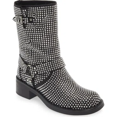 Azalea Wang Charity Water Resistant Moto Boot In Blacksilver
