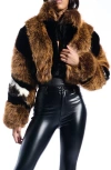 Azalea Wang Chiara Faux Fur Crop Jacket In Multi