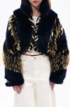 Azalea Wang Chiara Faux Fur Jacket In Blue