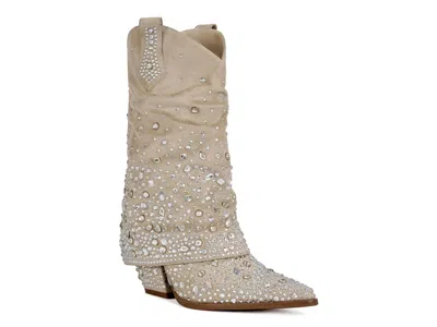 Azalea Wang Christos Foldover Western Bootie In Nude