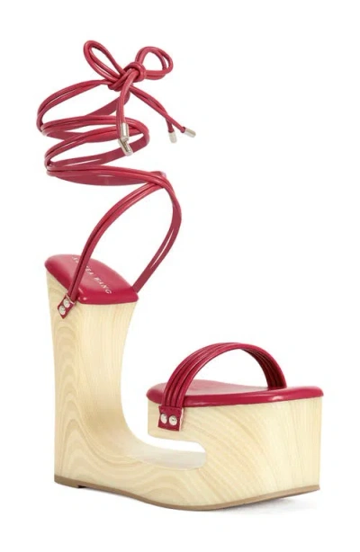 Azalea Wang Cipriano Ankle Wrap Platform Sandal In Pink