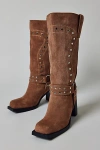 Azalea Wang Cirilla Studded Harness Boot In Brown, Women's At Urban Outfitters In Brown