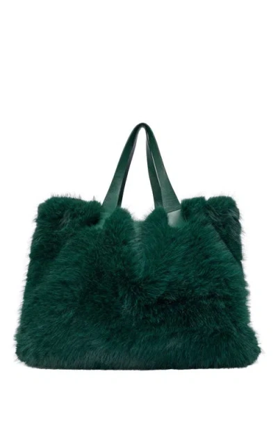 Azalea Wang Confidante Faux Fur Handbags In Emerald