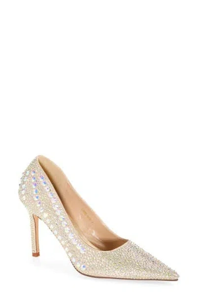 Azalea Wang Corbel Rhinestone Pointed Toe Pump In Gold