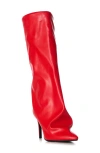 Azalea Wang Couture Crazy Pointy Toe Knee High Boot In Red