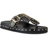 Azalea Wang Daisychain Studded Buckle Detail Sandals In Black
