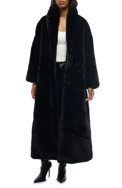 Azalea Wang Dayanne Faux Fur Longline Coat In Black