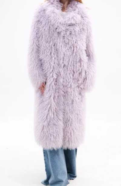 Azalea Wang Delfina Faux Fur Coat In Purple