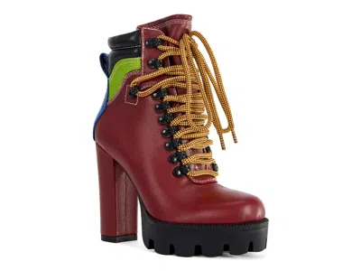Azalea Wang Deutch Lace Up Bootie In Multi