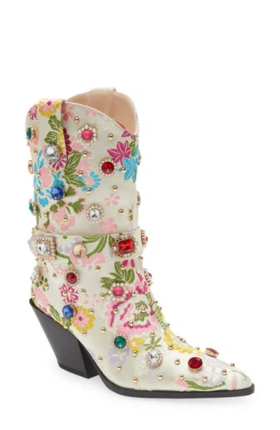 Azalea Wang Diligent Embroidered Western Boot In Blush