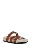 Azalea Wang Dovey Faux Shearling Slide Sandal In Tan