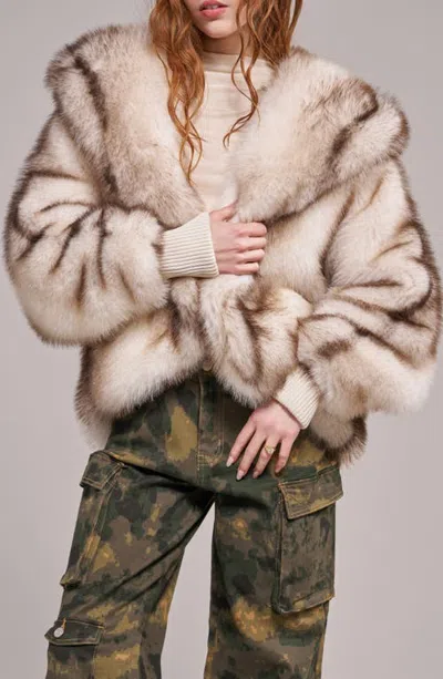 Azalea Wang Dusk Faux Fur Jacket In Cream