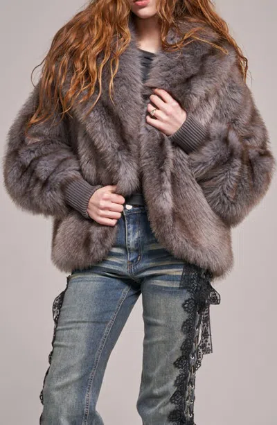 Azalea Wang Dusk Faux Fur Jacket In Grey