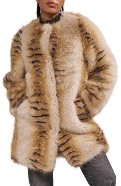 Azalea Wang Elle Faux Fur Jacket In Brown