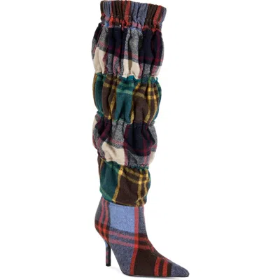 Azalea Wang Elodie Plaid Multicolor Stiletto Boot