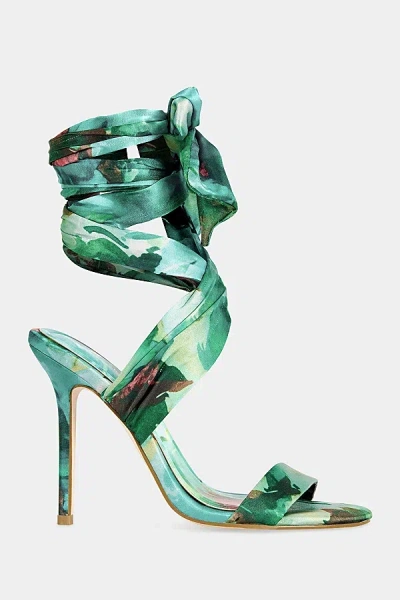 Azalea Wang Elzon Wrap-around Stiletto Heel In Green, Women's At Urban Outfitters