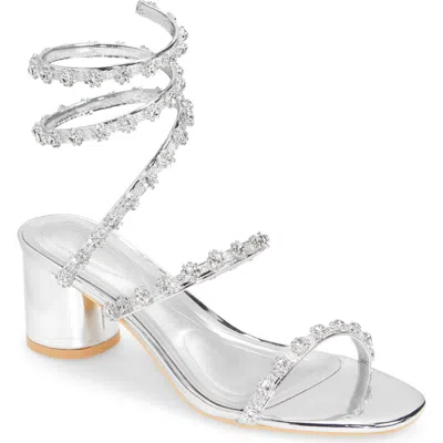 Azalea Wang Emiliano Ankle Wrap Sandal In Silver