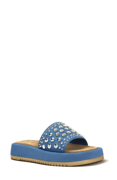 Azalea Wang Espinosa Platform Slide Sandal In Blue