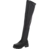 Azalea Wang Eureva Womens Faux Leather Pull On Over-the-knee Boots In Black