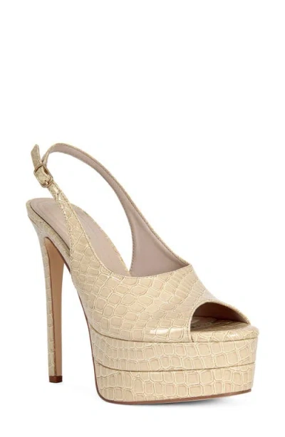 Azalea Wang Exactly Slingback Platform Peep Toe Pump In Neutral