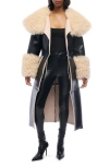 Azalea Wang Faux Fur Trench Coat In Black
