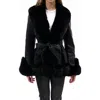 Azalea Wang Faux Leather & Faux Fur Jacket In Black