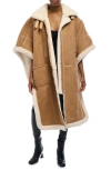 Azalea Wang Water Resistant Faux Shearling Poncho Coat In Brown