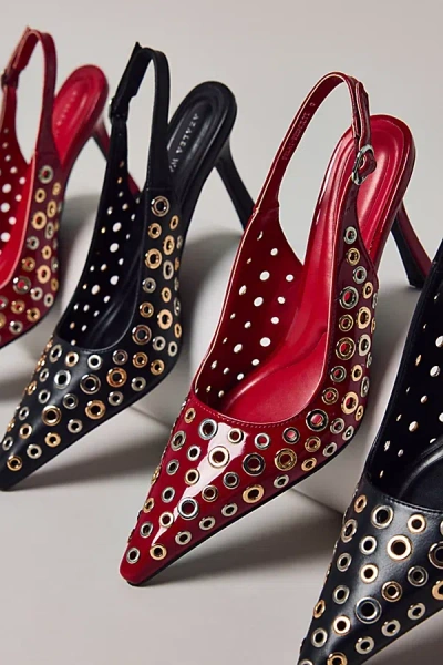 Azalea Wang Felai Metal Rivet High Heel In Red, Women's At Urban Outfitters In Brown