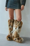 Azalea Wang Fennec Faux Fur Over The Knee Boot In Brown