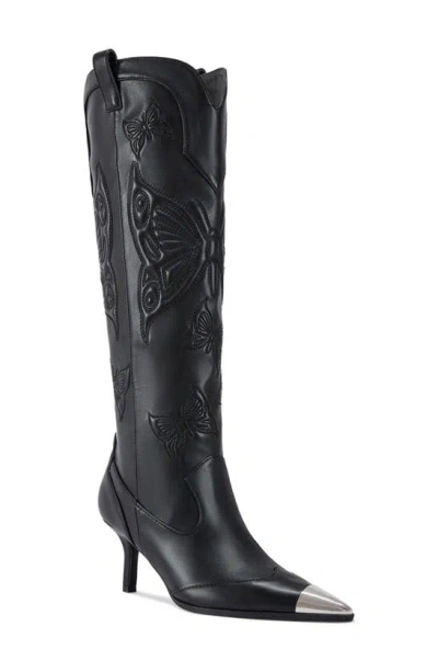 Azalea Wang Floryan Knee High Western Boot In Black