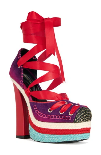Azalea Wang Fonteyn Ankle Wrap Platform Sandal In Multi
