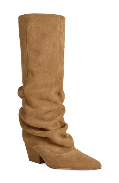 Azalea Wang Francoise Knee High Slouch Leather Boot In Camel