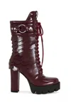 Azalea Wang Gernot Burgundy Platform Lace Up Booties In Burgundy