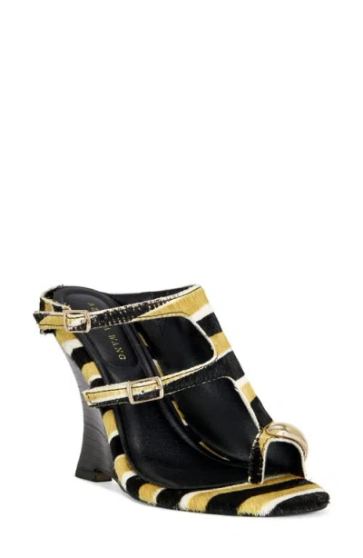 Azalea Wang Giannis Genuine Calf Hair Wedge Sandal In Yellow