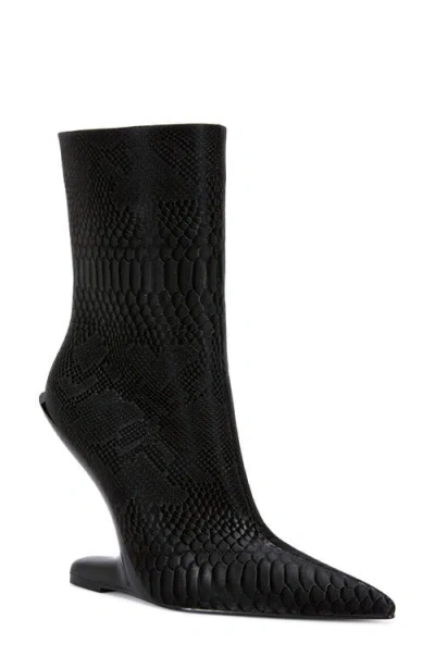 Azalea Wang Glacielle Croc Embossed Heelless Bootie In Black