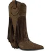 Azalea Wang Greia Pointed Toe Western Boot In Brown