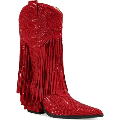Azalea Wang Greia Pointed Toe Western Boot In Red