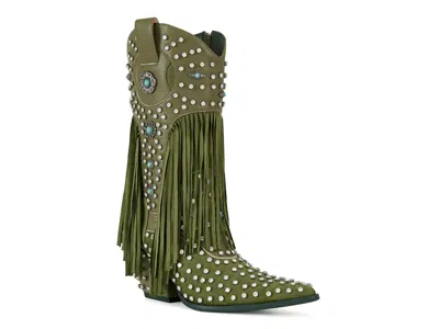 Azalea Wang Greyson Cowboy Boot In Green