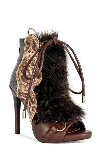 Azalea Wang Heather Mixed Media Stiletto Sandal In Multi