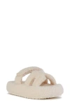 Azalea Wang Honor Faux Shearling Platform Slide Sandal In White